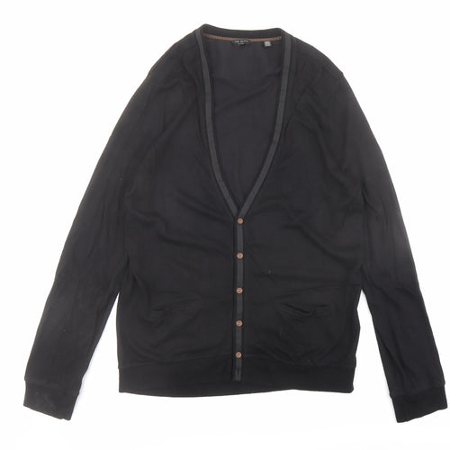 Ted Baker Womens Black V-Neck Viscose Cardigan Jumper Size XL