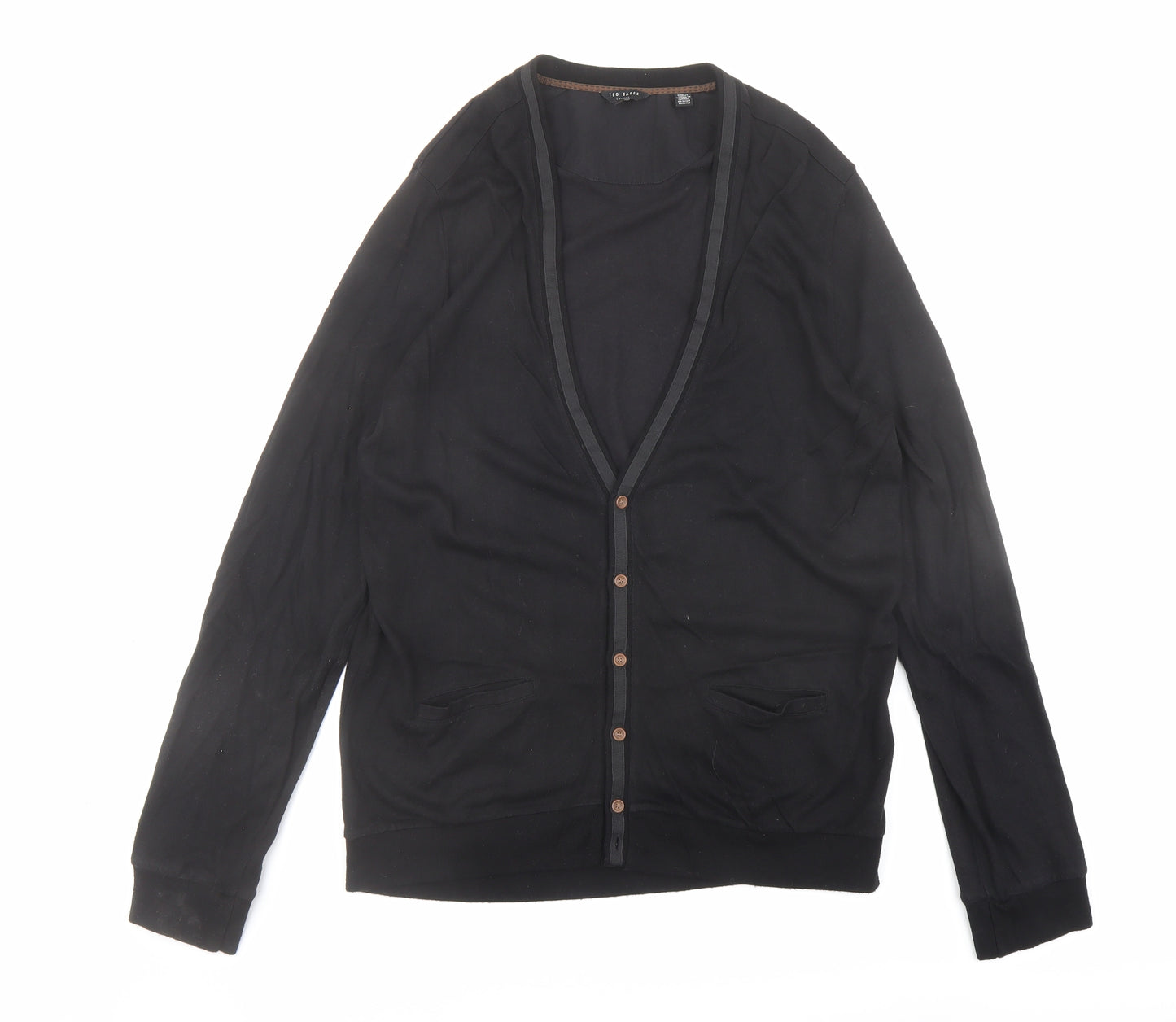 Ted Baker Womens Black V-Neck Viscose Cardigan Jumper Size XL