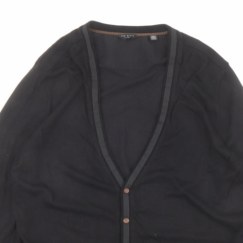 Ted Baker Womens Black V-Neck Viscose Cardigan Jumper Size XL