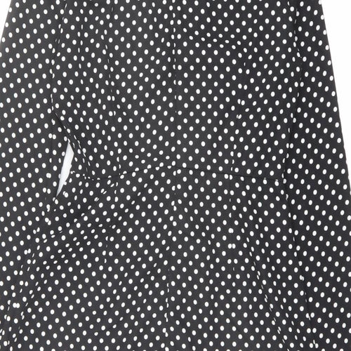 Saint Genies Womens Black Polka Dot Polyester A-Line Size 10 V-Neck Zip