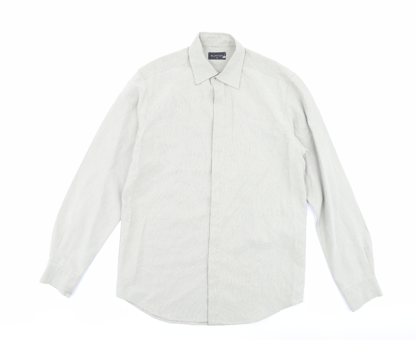 Burton Mens Green Modal Button-Up Size S Collared Button