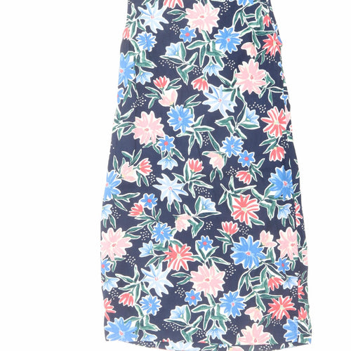 Marks and Spencer Womens Multicoloured Floral Linen A-Line Size 6 V-Neck Pullover