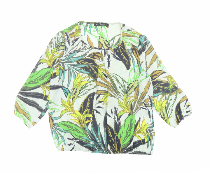 Betty Barclay Womens Green Geometric Polyester Basic Blouse Size 10 Round Neck - Leaf Pattern