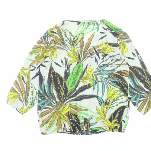 Betty Barclay Womens Green Geometric Polyester Basic Blouse Size 10 Round Neck - Leaf Pattern