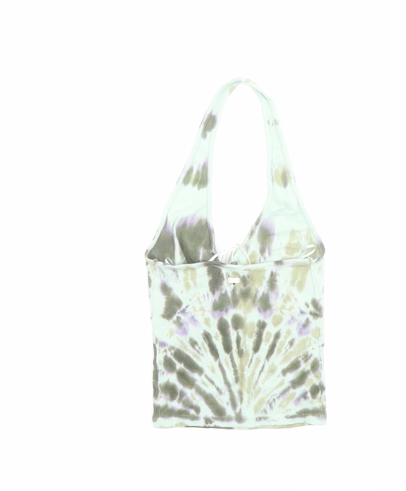 Pull&Bear Womens Green Cotton Cropped Tank Size XS Halter - Tie-Dye