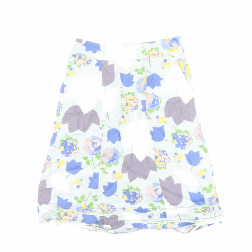 Boden Womens Multicoloured Floral Linen Swing Skirt Size 18 Zip