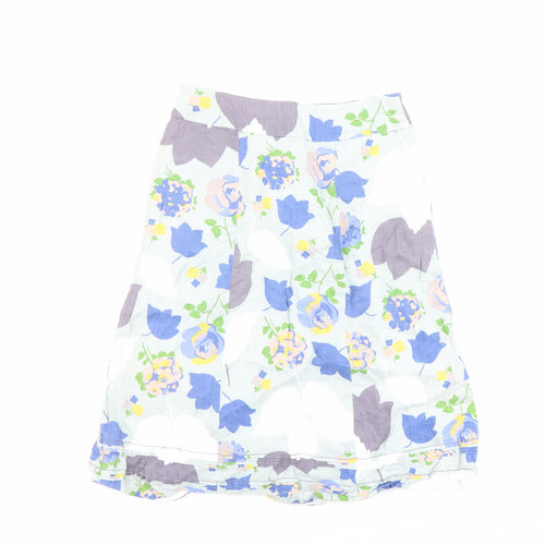 Boden Womens Multicoloured Floral Linen Swing Skirt Size 18 Zip