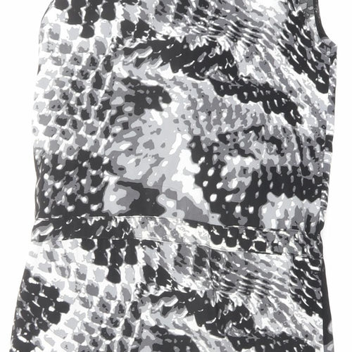 Luxe Womens Black Geometric Polyester Shift Size 8 V-Neck Button