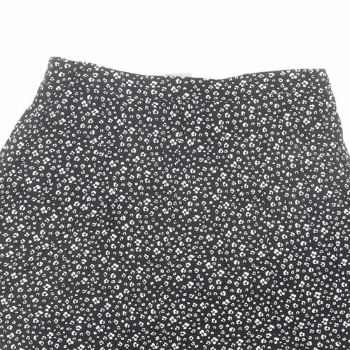 ASOS Womens Black Floral Viscose Mini Skirt Size 12 Button