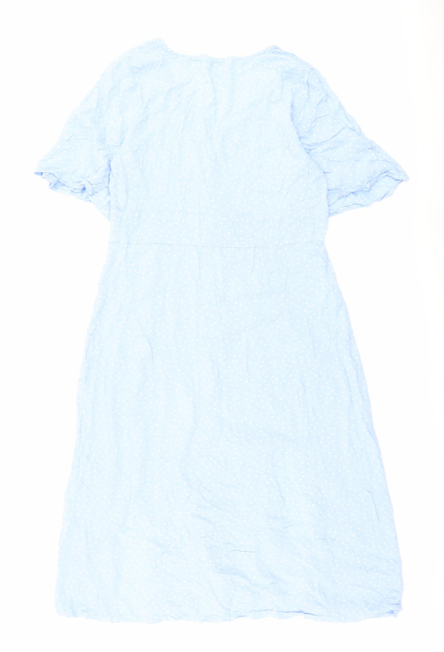 Miss Selfridge Womens Blue Viscose Shirt Dress Size 12 V-Neck Button