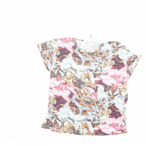 & Other Stories Womens Multicoloured Geometric Viscose Basic T-Shirt Size 8 Crew Neck