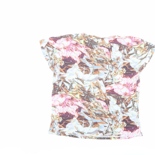 & Other Stories Womens Multicoloured Geometric Viscose Basic T-Shirt Size 8 Crew Neck