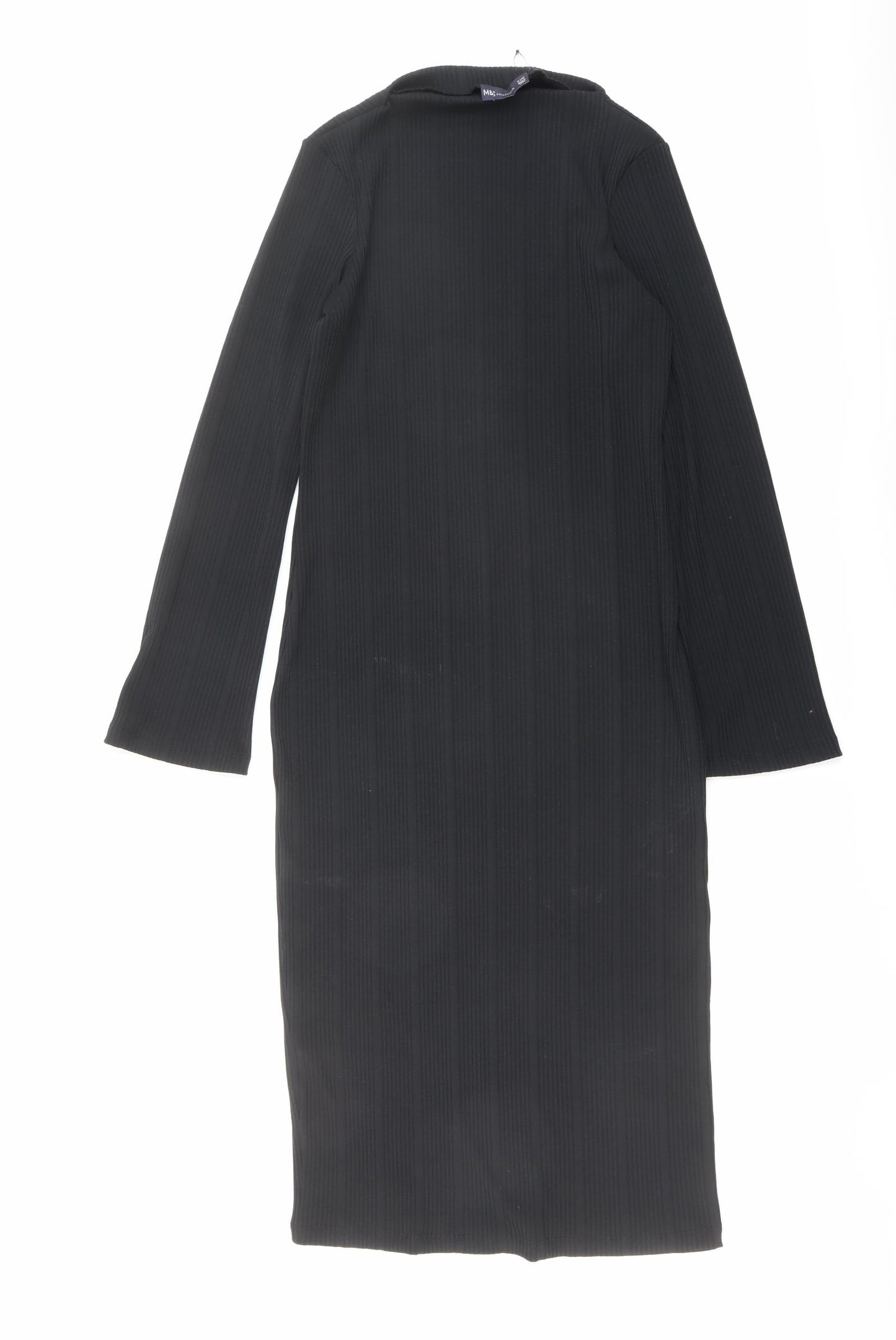 Marks and Spencer Womens Black Polyester Shift Size 12 Round Neck Pullover