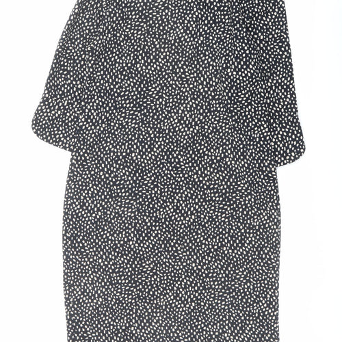Marks and Spencer Womens Black Geometric Polyester A-Line Size 8 Round Neck Pullover