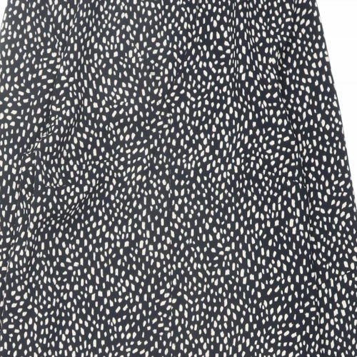 Marks and Spencer Womens Black Geometric Polyester A-Line Size 8 Round Neck Pullover