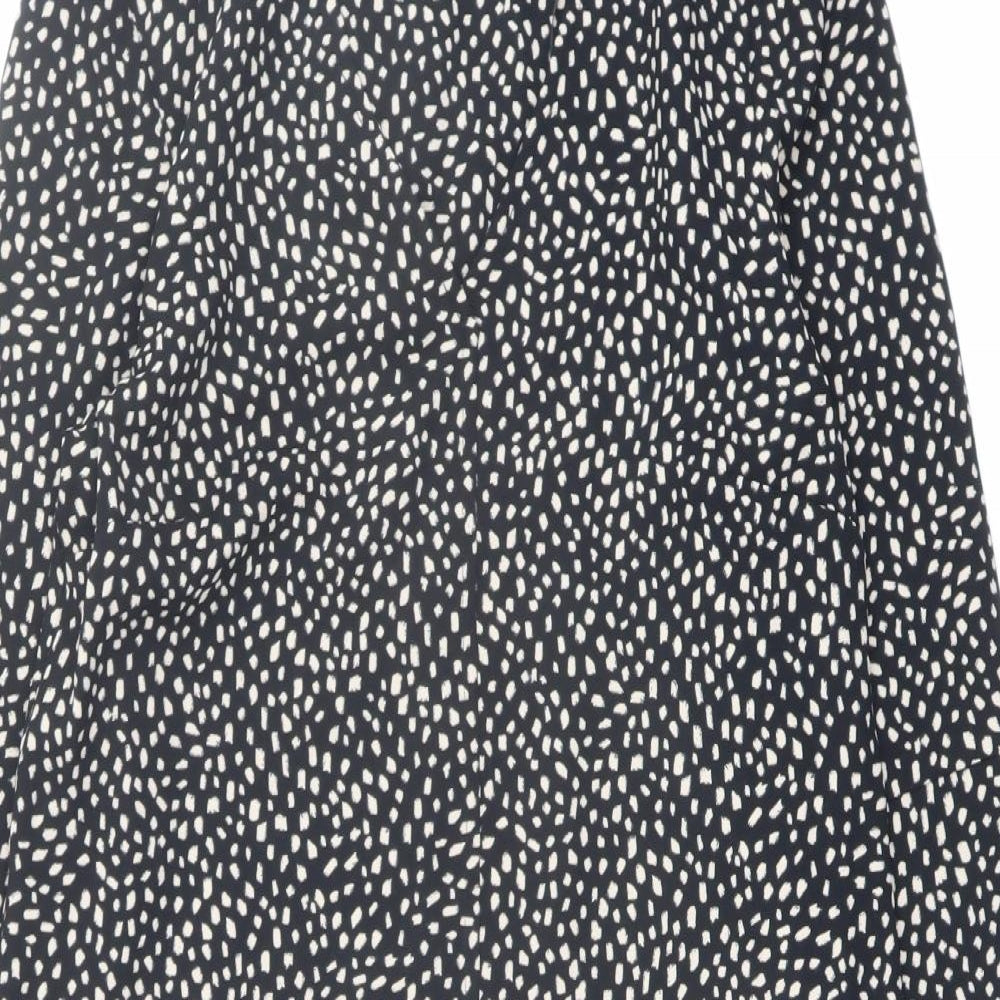 Marks and Spencer Womens Black Geometric Polyester A-Line Size 8 Round Neck Pullover