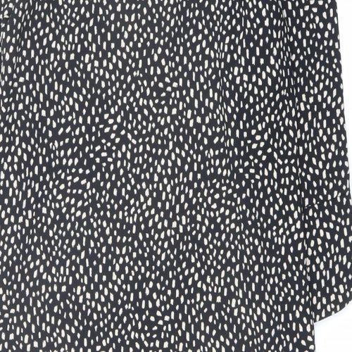 Marks and Spencer Womens Black Geometric Polyester A-Line Size 8 Round Neck Pullover
