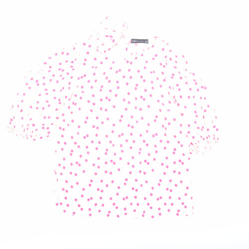 Marks and Spencer Womens Ivory Polka Dot Viscose Basic Blouse Size 6 Boat Neck