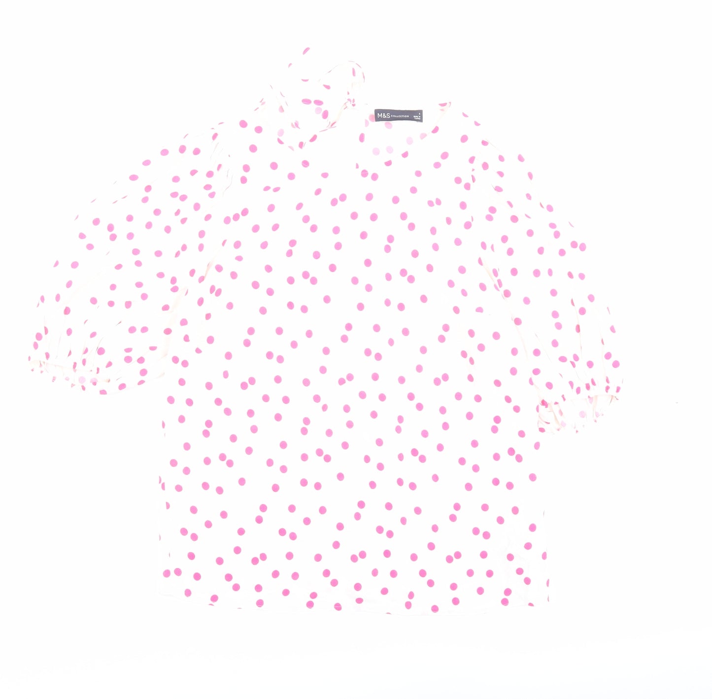 Marks and Spencer Womens Ivory Polka Dot Viscose Basic Blouse Size 6 Boat Neck