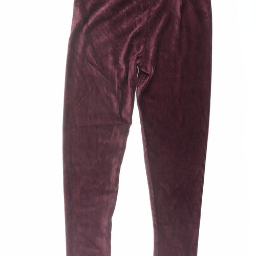 Marks and Spencer Womens Red Cotton Trousers Size 12 L29 in Regular