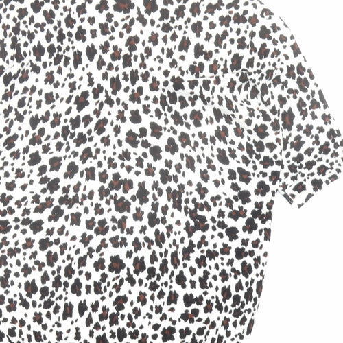 Marks and Spencer Womens Multicoloured Round Neck Animal Print Viscose Pullover Jumper Size 6 - Leopard pattern