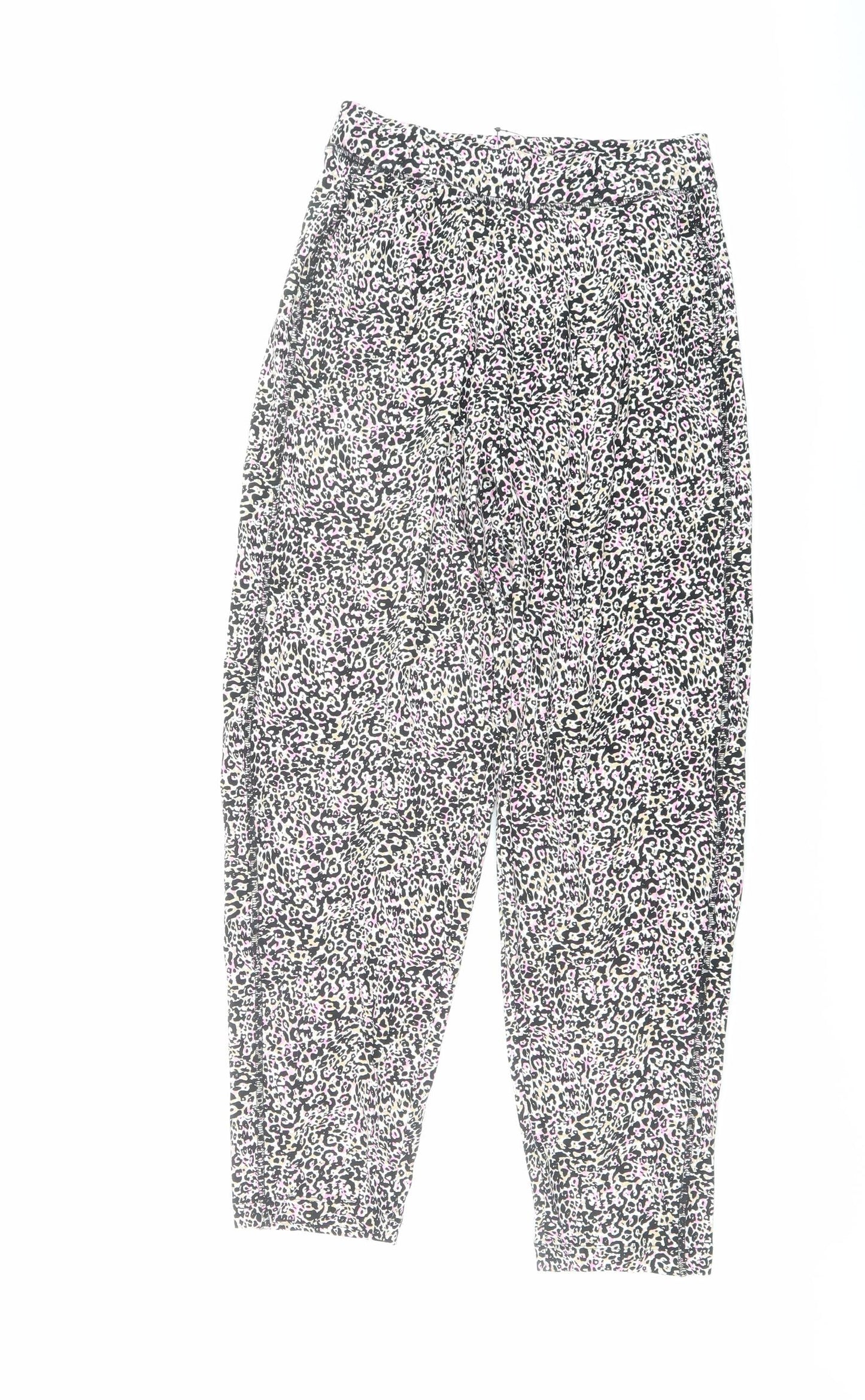 Marks and Spencer Womens Multicoloured Animal Print Viscose Harem Trousers Size 6 L26 in Regular - Leopard Print