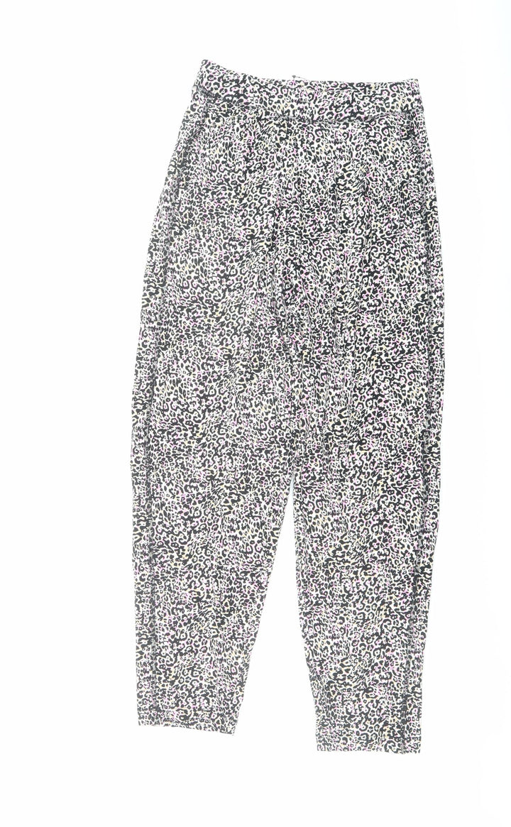 Marks and Spencer Womens Multicoloured Animal Print Viscose Harem Trousers Size 6 L26 in Regular - Leopard Print