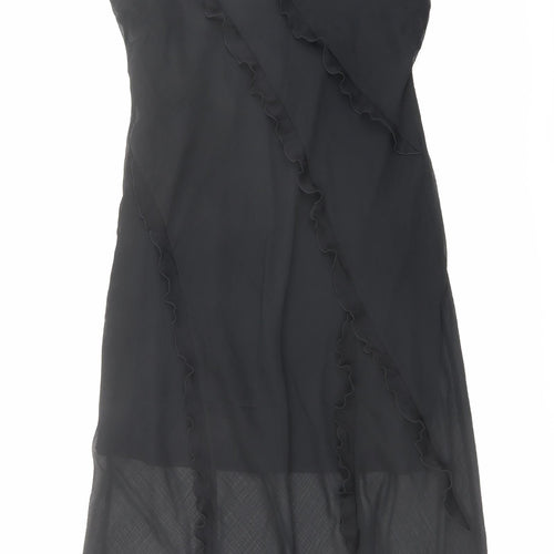 Marks and Spencer Womens Black Polyester Tank Dress Size 16 V-Neck Zip