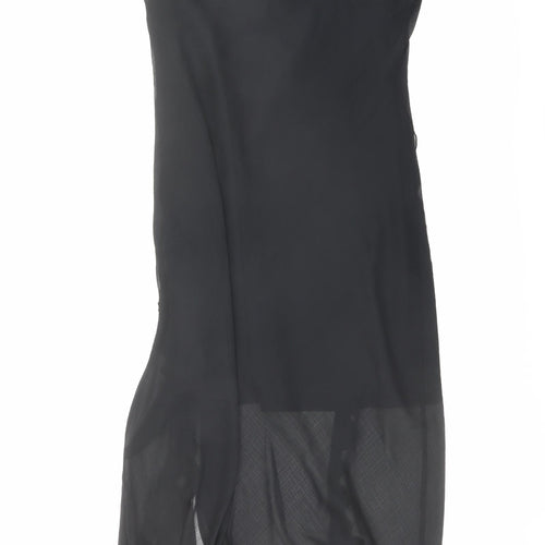Marks and Spencer Womens Black Polyester Tank Dress Size 16 V-Neck Zip