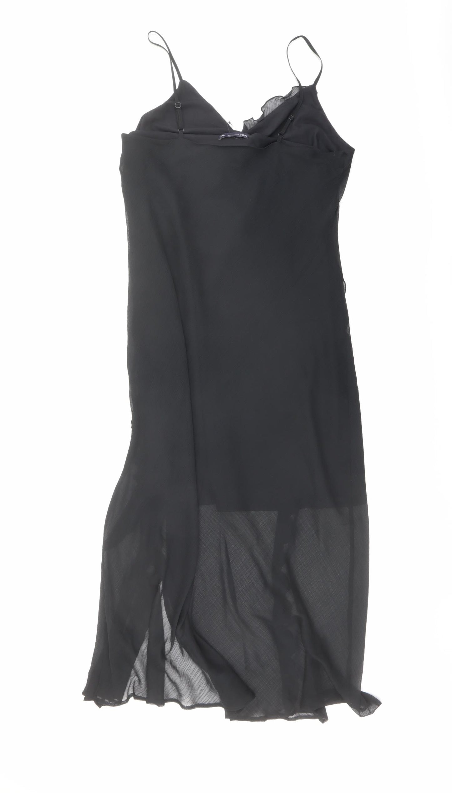 Marks and Spencer Womens Black Polyester Tank Dress Size 16 V-Neck Zip