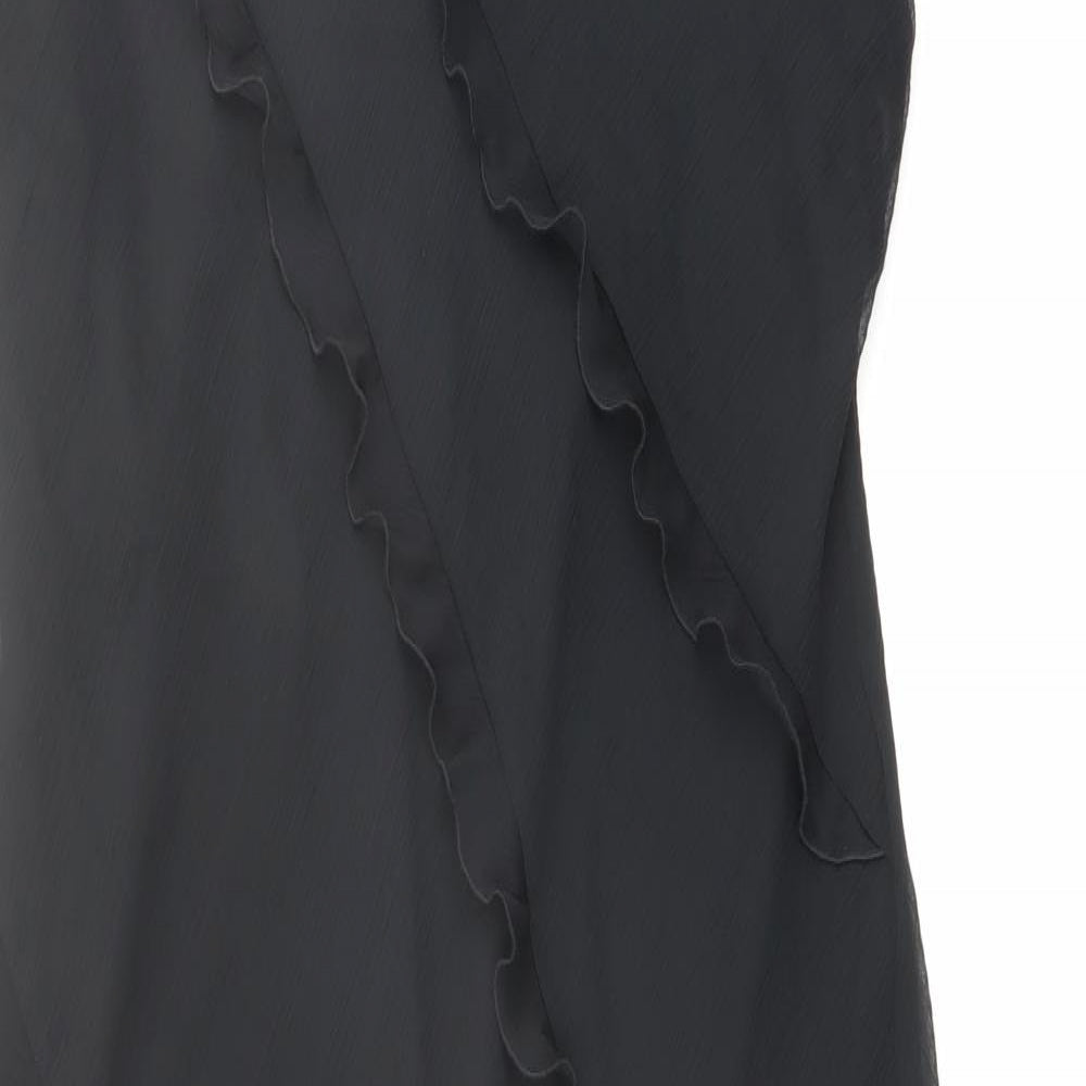 Marks and Spencer Womens Black Polyester Tank Dress Size 16 V-Neck Zip