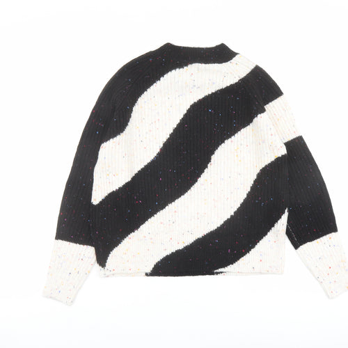 Marks and Spencer Womens Black Round Neck Geometric Acrylic Pullover Jumper Size S