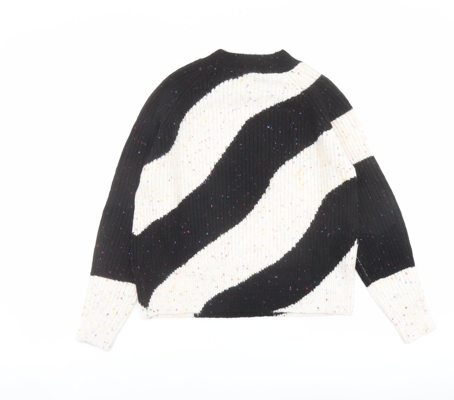 Marks and Spencer Womens Black Round Neck Geometric Acrylic Pullover Jumper Size S