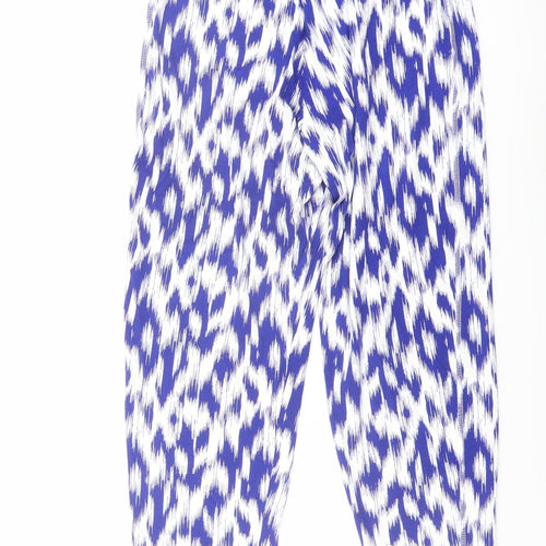 Marks and Spencer Womens Blue Geometric Viscose Harem Trousers Size 6 L25 in Regular