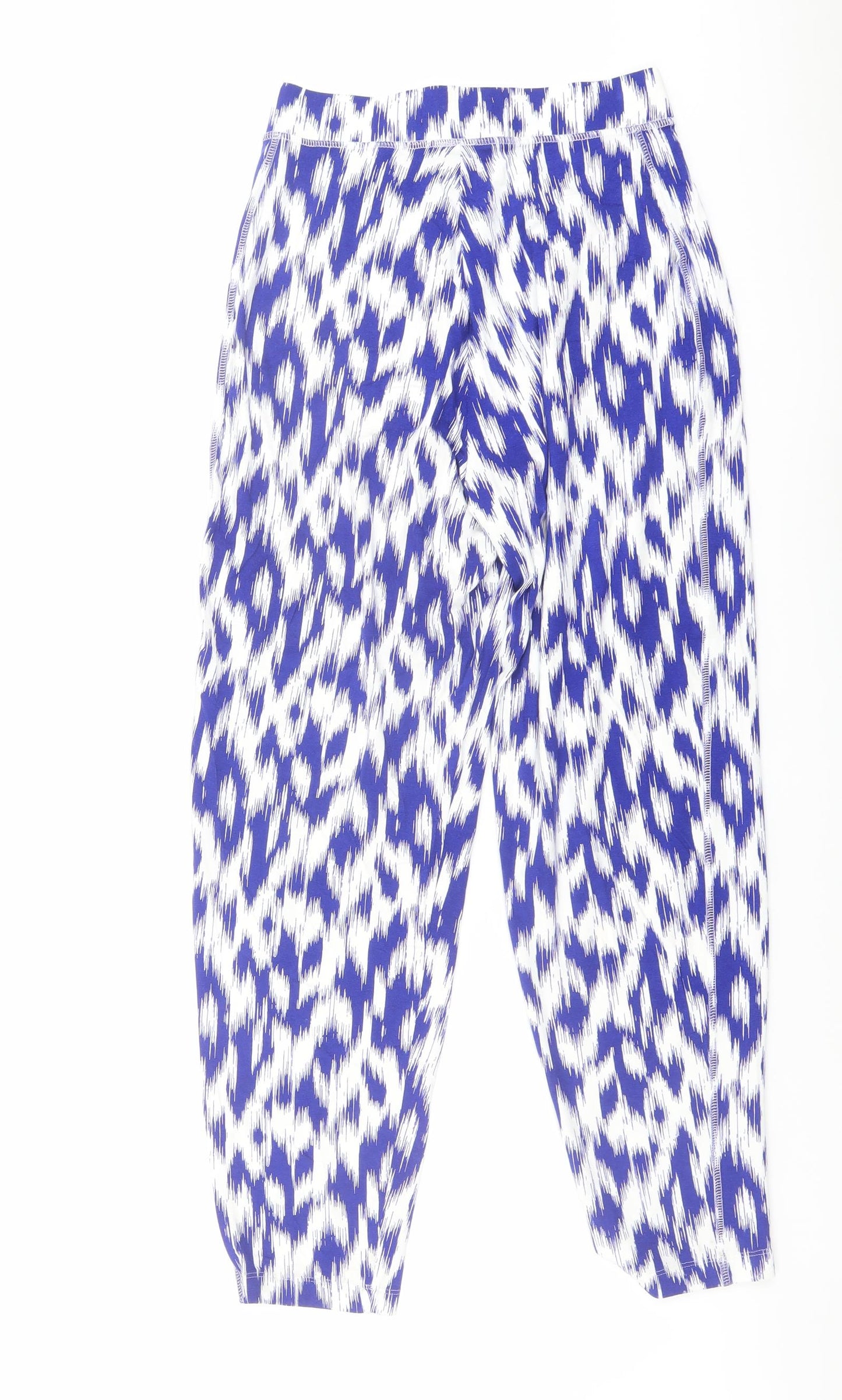 Marks and Spencer Womens Blue Geometric Viscose Harem Trousers Size 6 L25 in Regular