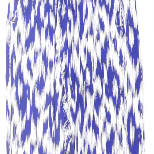 Marks and Spencer Womens Blue Geometric Viscose Harem Trousers Size 6 L25 in Regular