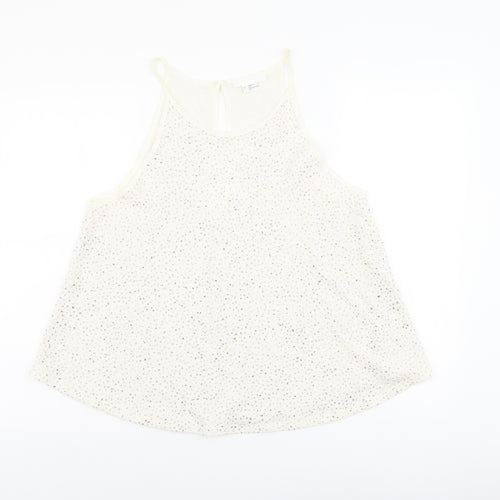 Cooperative Womens Ivory Acetate Basic Tank Size L Scoop Neck - Embellished