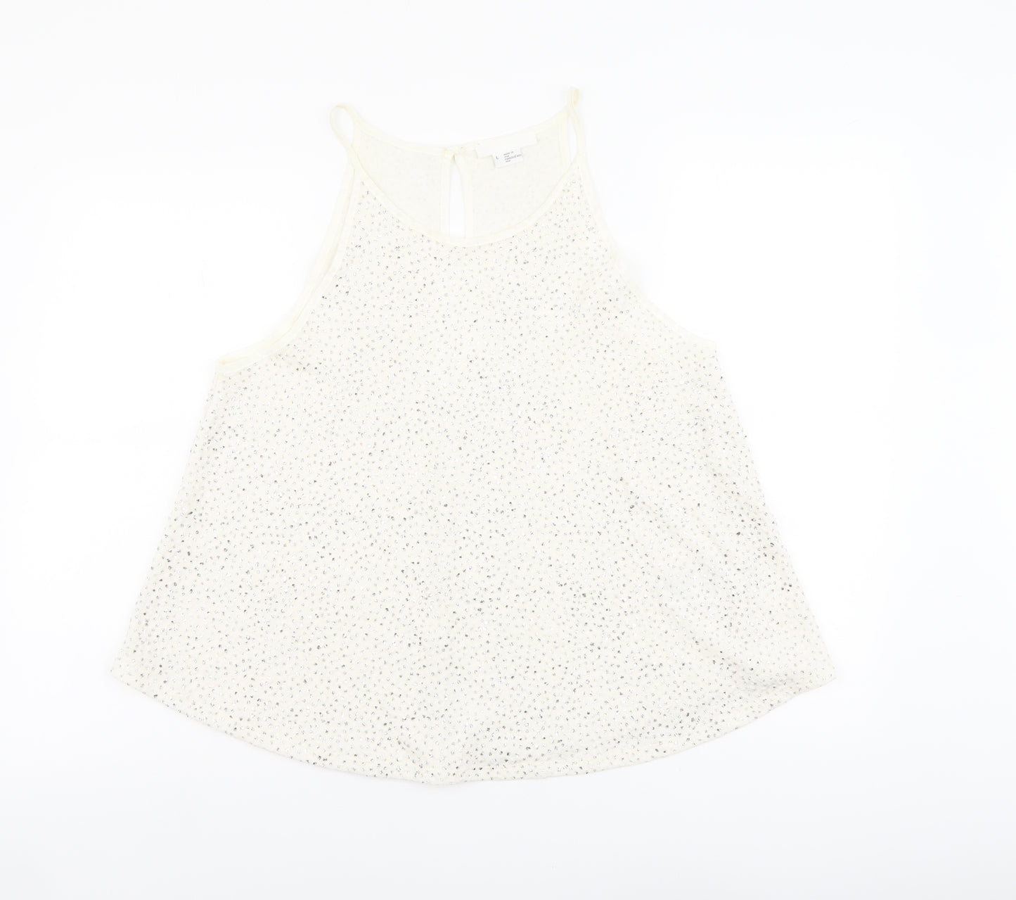 Cooperative Womens Ivory Acetate Basic Tank Size L Scoop Neck - Embellished