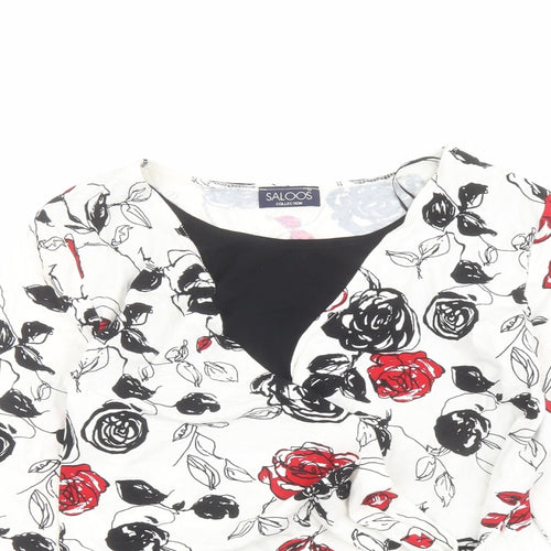 Saloos Womens Multicoloured Floral Viscose Basic Blouse Size L Boat Neck