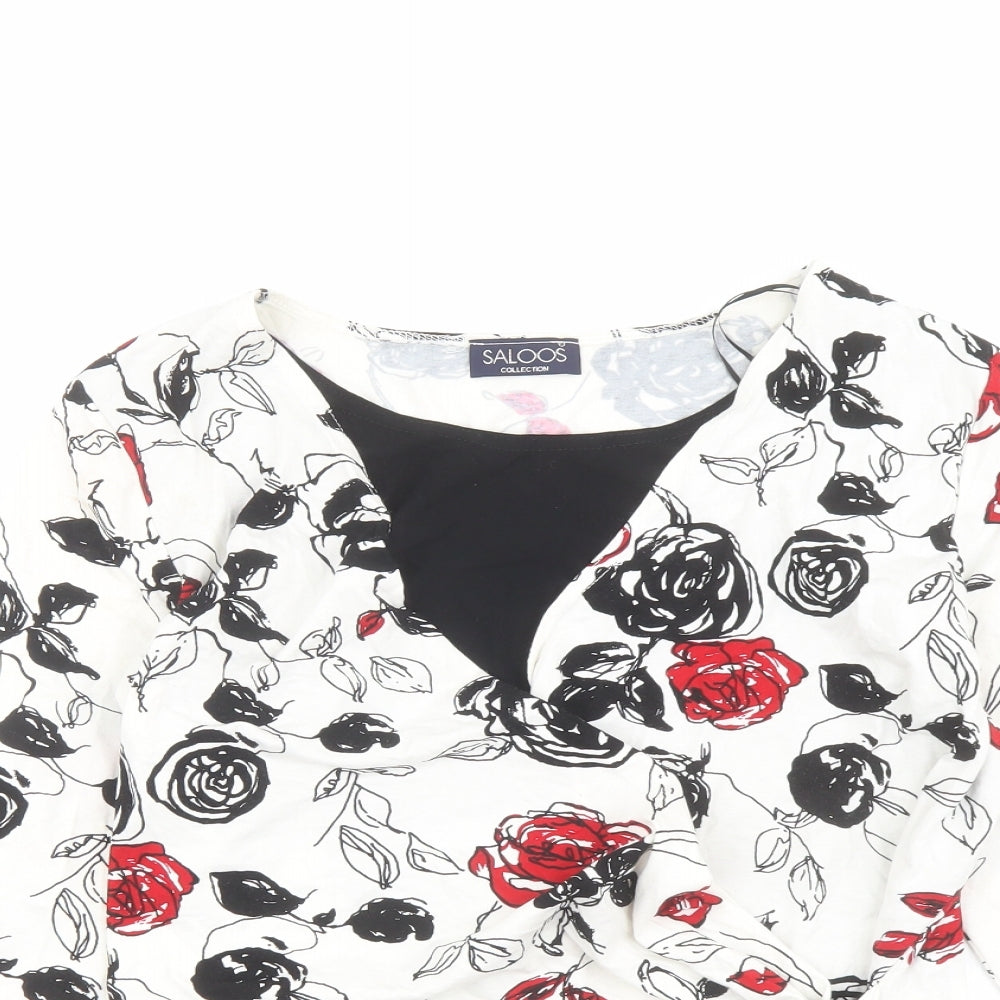 Saloos Womens Multicoloured Floral Viscose Basic Blouse Size L Boat Neck