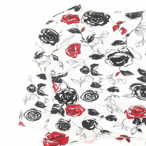 Saloos Womens Multicoloured Floral Viscose Basic Blouse Size L Boat Neck