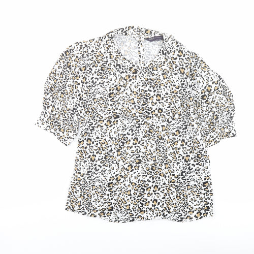 Marks and Spencer Womens Multicoloured Animal Print Viscose Basic Blouse Size 6 Collared