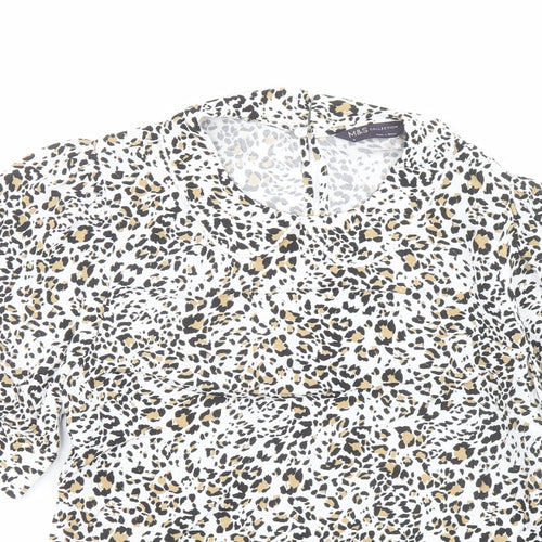 Marks and Spencer Womens Multicoloured Animal Print Viscose Basic Blouse Size 6 Collared