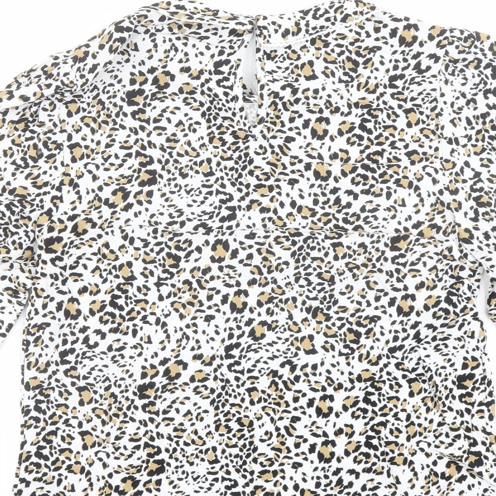 Marks and Spencer Womens Multicoloured Animal Print Viscose Basic Blouse Size 6 Collared