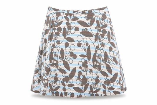 Front view of French Connection women’s multicoloured floral cotton a-line skirt, size UK 12, zip