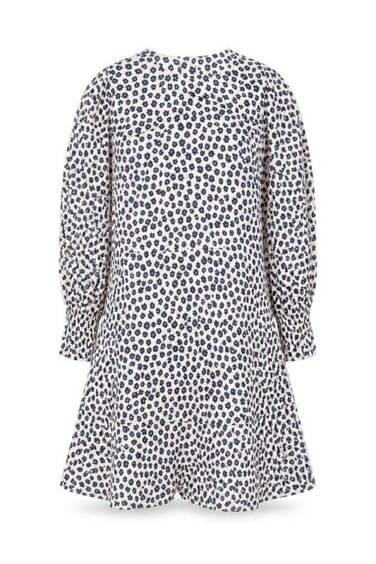 Front view of Marks & Spencer women’s pink floral viscose a-line, size UK 8, round neck zip