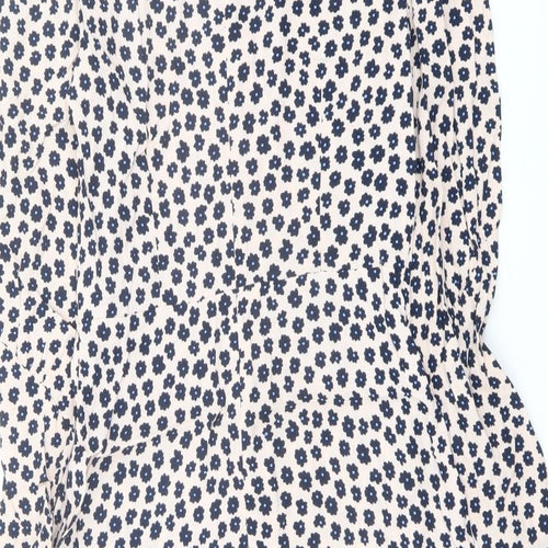 Marks and Spencer Womens Pink Floral Viscose A-Line Size 8 Round Neck Zip