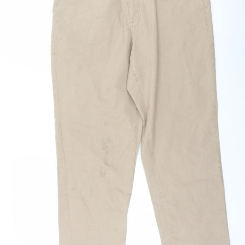 John Blair Womens Beige Cotton Straight Jeans Size 12 L28 in Regular Button