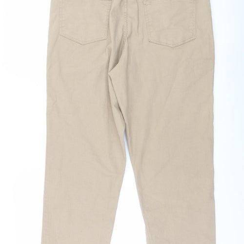 John Blair Womens Beige Cotton Straight Jeans Size 12 L28 in Regular Button