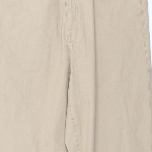 John Blair Womens Beige Cotton Straight Jeans Size 12 L28 in Regular Button